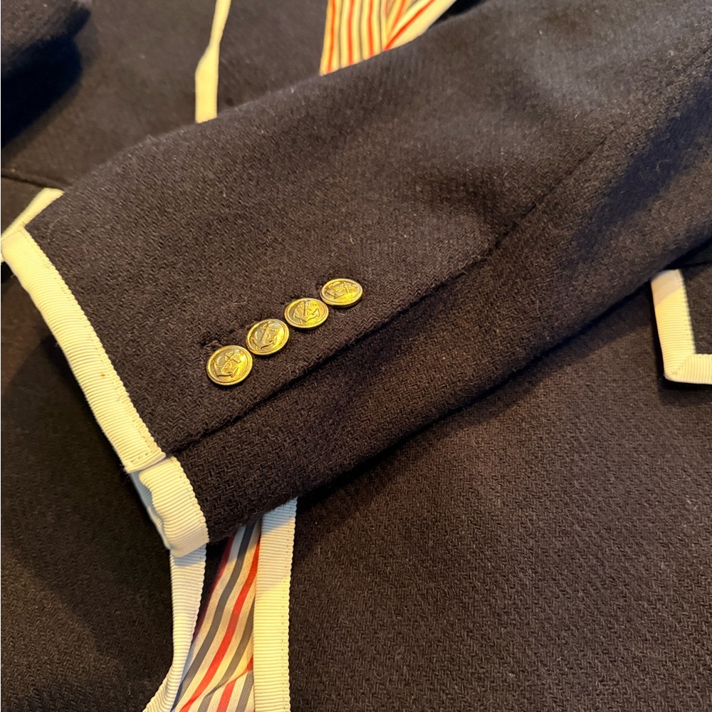 Neiman Marcus Navy Blazer with White Piping - Picture 2 of 5